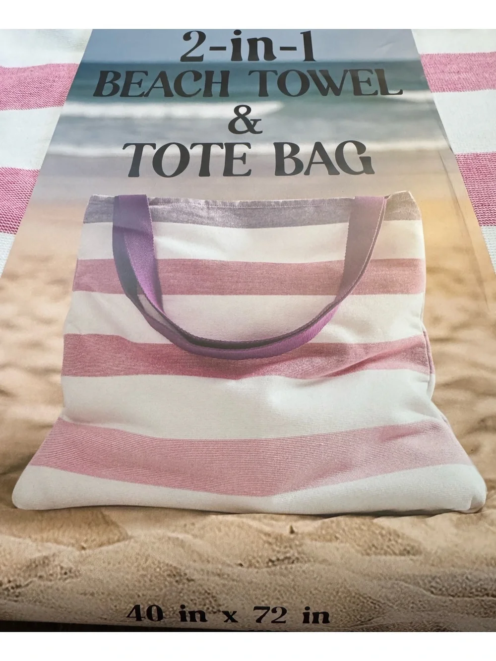 2 n 1 beach towel, and tote bag. 100% cotton  40” x 72” NWT
